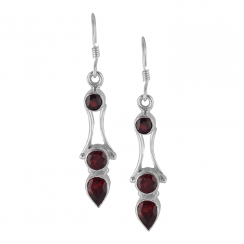 Pure silver red garnet high fashion earrings jewellery